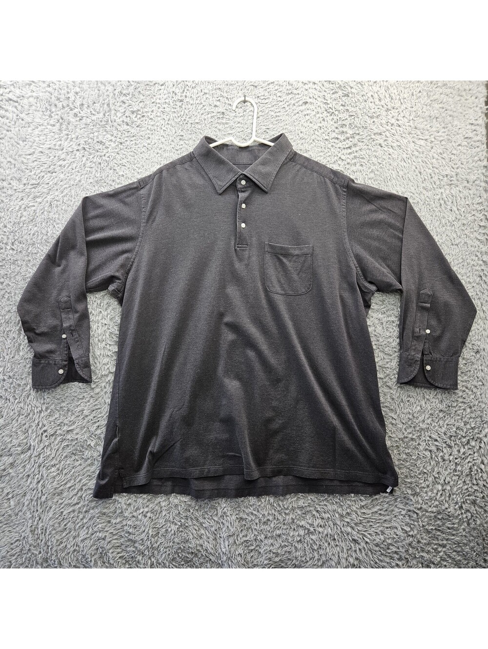PROPER CLOTH Custom Made Long Sleeve Polo Shirt Big & Tall Appx 3XB (See Msmnt)